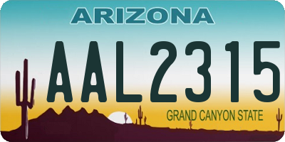 AZ license plate AAL2315