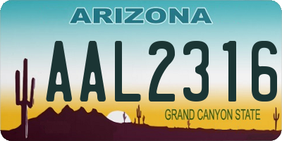 AZ license plate AAL2316