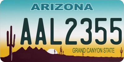 AZ license plate AAL2355