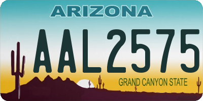 AZ license plate AAL2575
