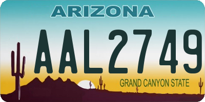 AZ license plate AAL2749