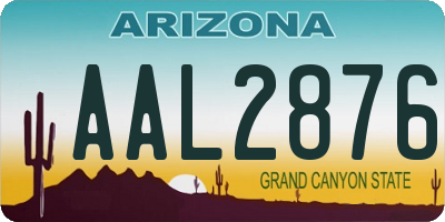 AZ license plate AAL2876