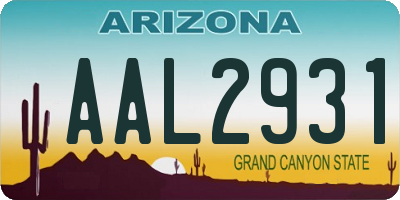 AZ license plate AAL2931