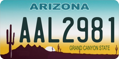 AZ license plate AAL2981