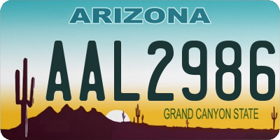 AZ license plate AAL2986