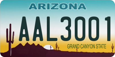 AZ license plate AAL3001