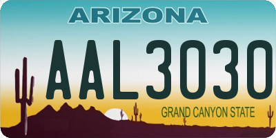 AZ license plate AAL3030