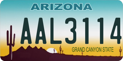 AZ license plate AAL3114