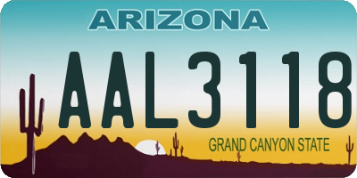 AZ license plate AAL3118