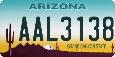 AZ license plate AAL3138