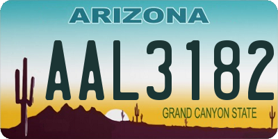 AZ license plate AAL3182