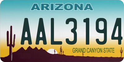 AZ license plate AAL3194