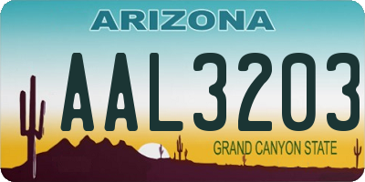 AZ license plate AAL3203