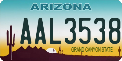 AZ license plate AAL3538