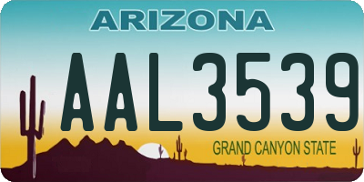 AZ license plate AAL3539