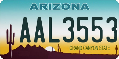 AZ license plate AAL3553