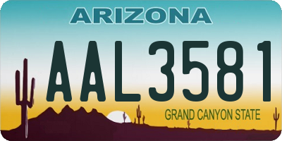 AZ license plate AAL3581
