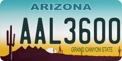 AZ license plate AAL3600