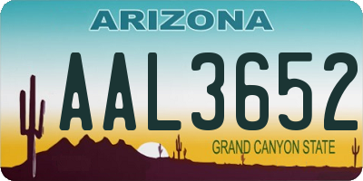 AZ license plate AAL3652