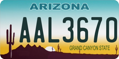 AZ license plate AAL3670