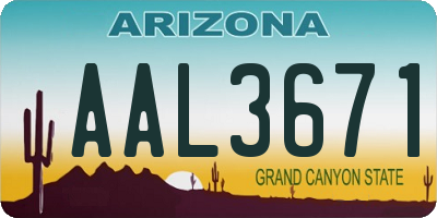 AZ license plate AAL3671