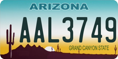 AZ license plate AAL3749
