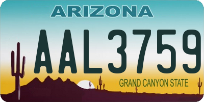 AZ license plate AAL3759