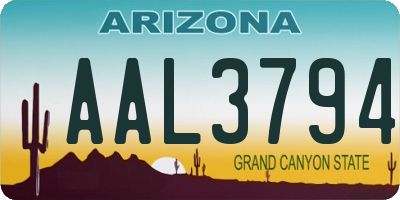 AZ license plate AAL3794