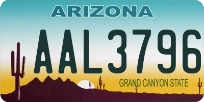 AZ license plate AAL3796