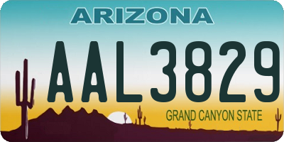 AZ license plate AAL3829