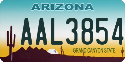 AZ license plate AAL3854