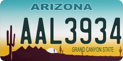 AZ license plate AAL3934