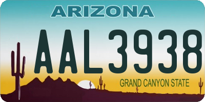 AZ license plate AAL3938