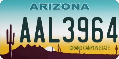 AZ license plate AAL3964