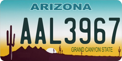 AZ license plate AAL3967