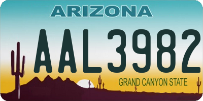 AZ license plate AAL3982