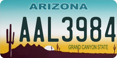 AZ license plate AAL3984