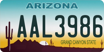 AZ license plate AAL3986