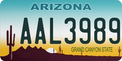 AZ license plate AAL3989