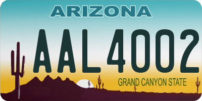 AZ license plate AAL4002