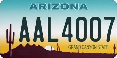 AZ license plate AAL4007