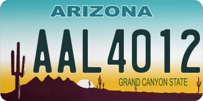 AZ license plate AAL4012