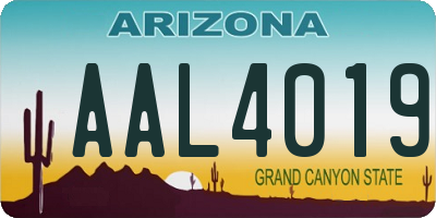 AZ license plate AAL4019