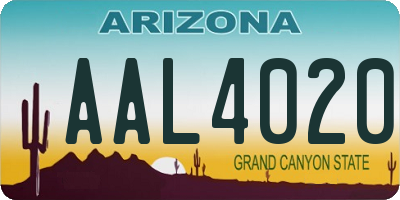 AZ license plate AAL4020