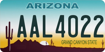 AZ license plate AAL4022