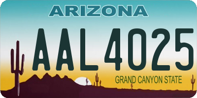 AZ license plate AAL4025