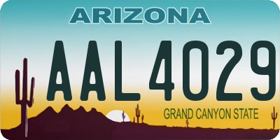 AZ license plate AAL4029