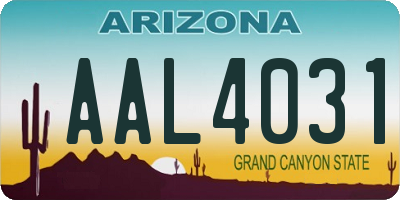 AZ license plate AAL4031