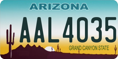 AZ license plate AAL4035