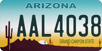 AZ license plate AAL4038